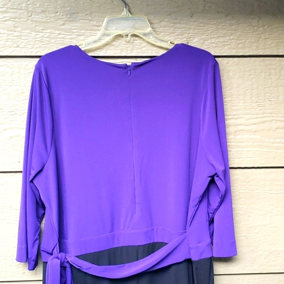 Jessica London Purple & Black Stretch Knit Colorblock Jumpsuit Size 18W - Picture 10 of 11
